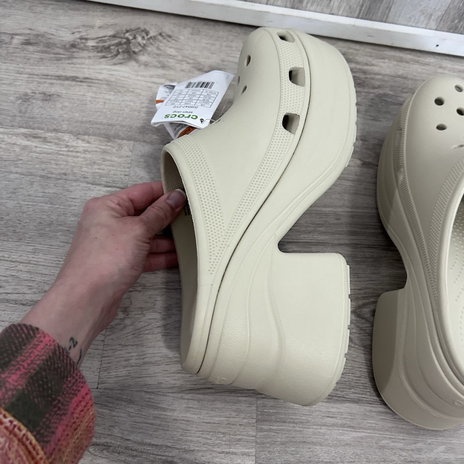 Crocs Siren Clogs Chunky Platform Heels Women 11 Bone Ivory Off White New
