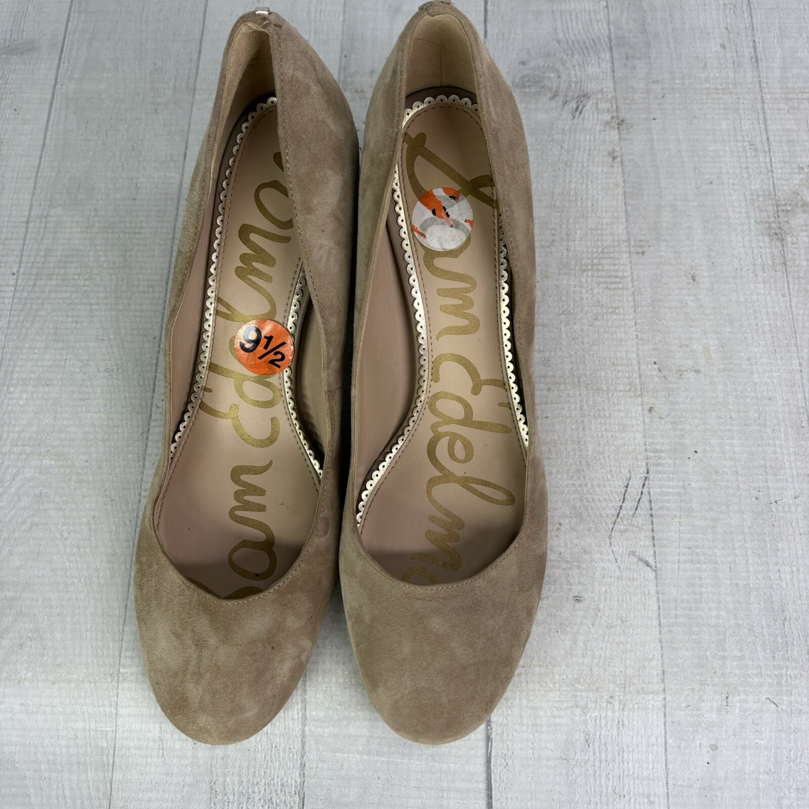 Sam Edelman JUNIE Oatmeal Suede Leather Block 3.25″ High Heel Size 9.5 M EU 39.5