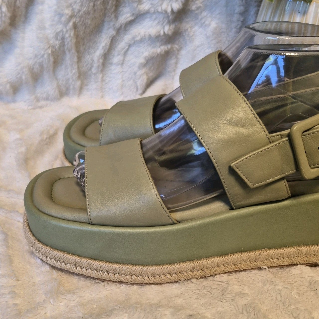 Paloma Barcelo x Anthropologie Adeline Platform Sandal Green Leather Size 8 $595