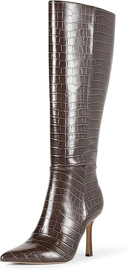 The Drop Women’s Size 9.5 Chocolate Croco Stamped Gemini Tall 3.6″ Heeled Boot