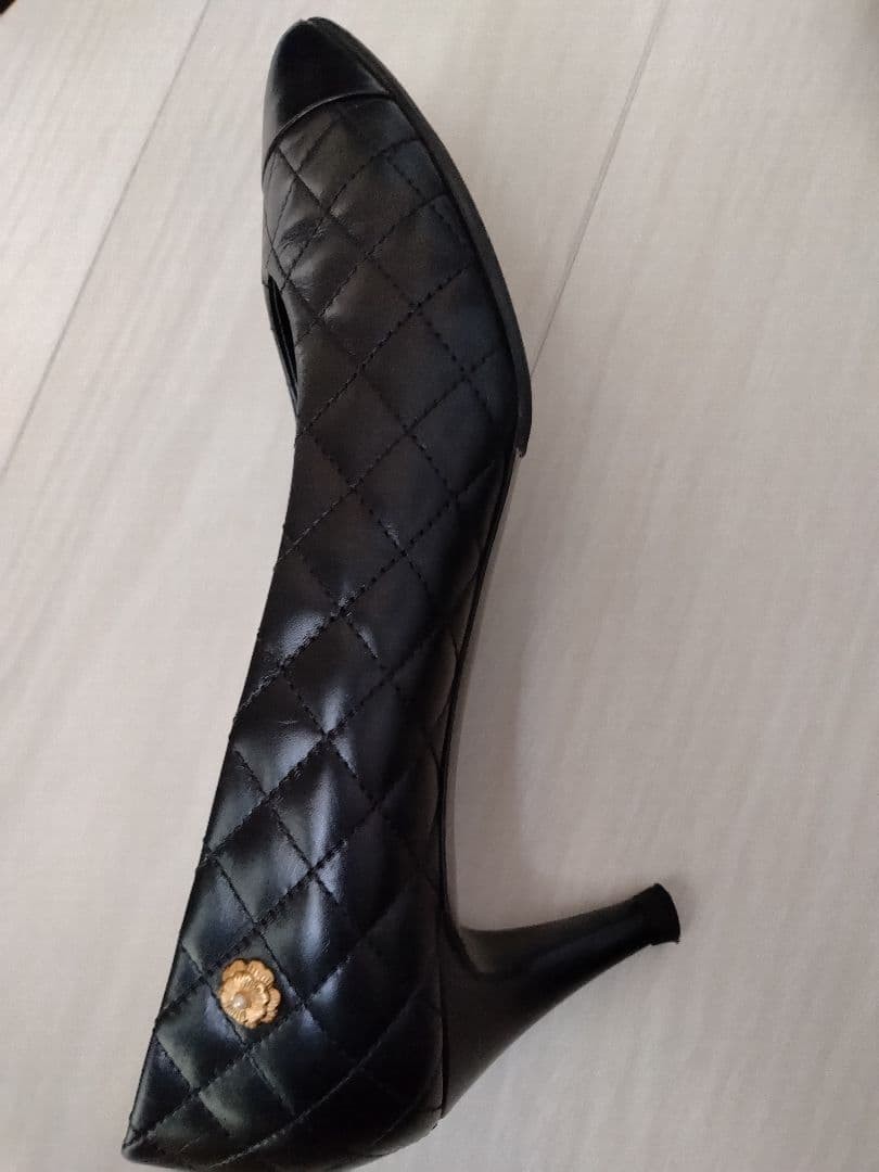 CHANEL Pumps Size 24cm 38 Calfskin High Heels Classic Style