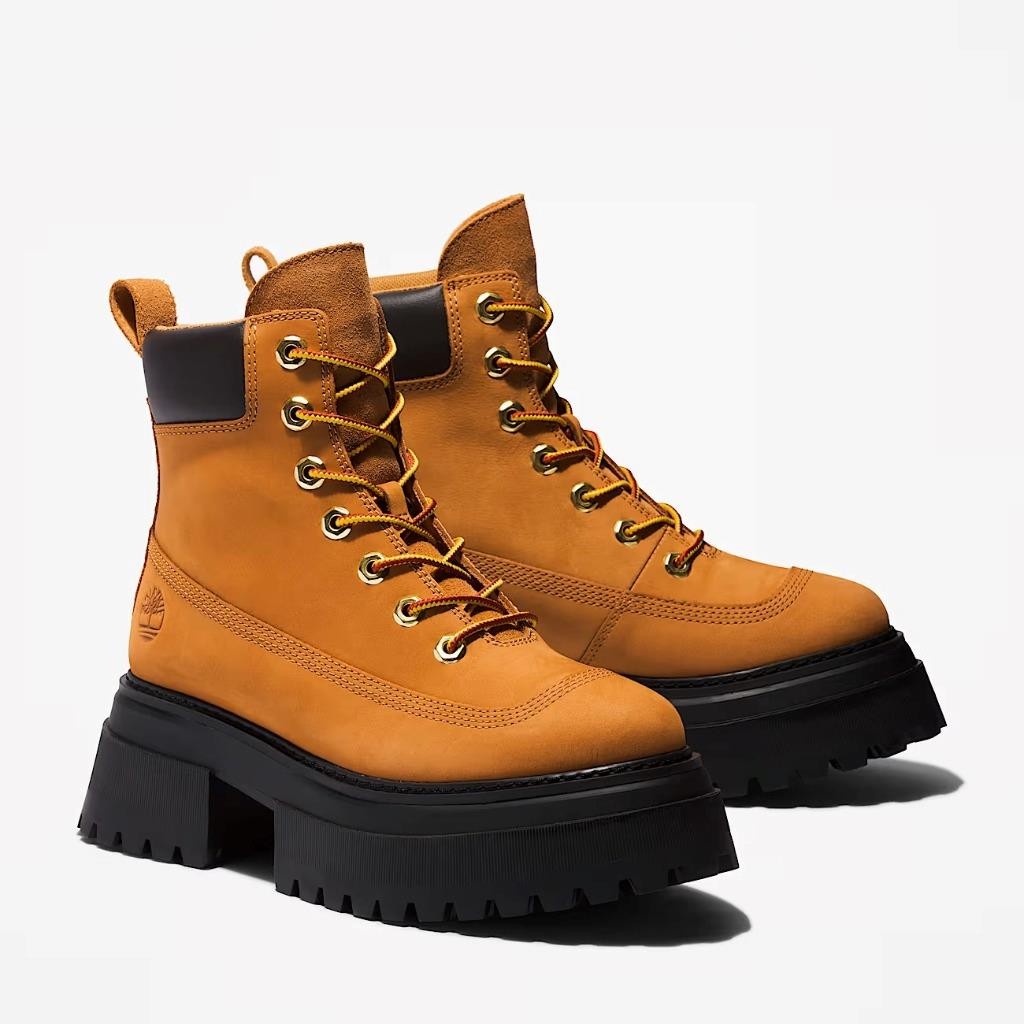NEW WOMEN’S TIMBERLAND SKY 6 inch Lace-up Platform Boot Wheat Nubuck US Size 9.5