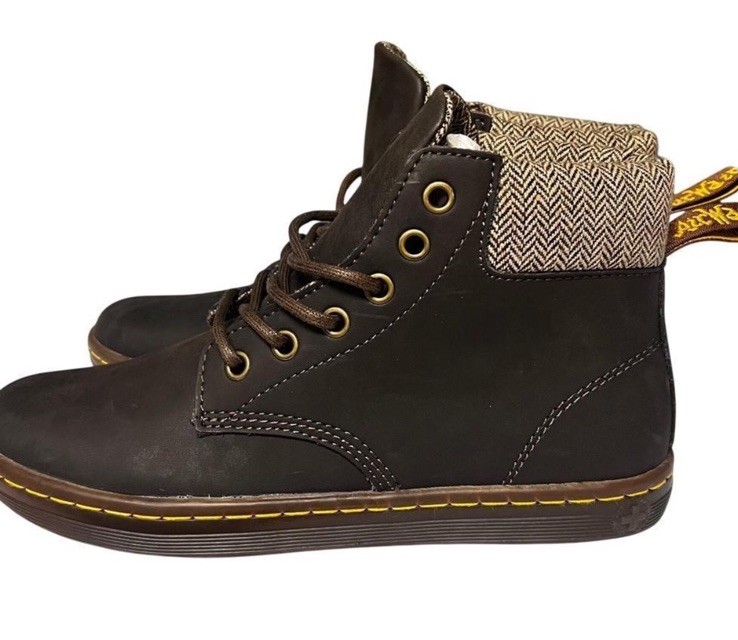 Dr. Doc Martens Maelly Boots 6 UK US 8 Padded Ankle Brown Herringbone Airwair