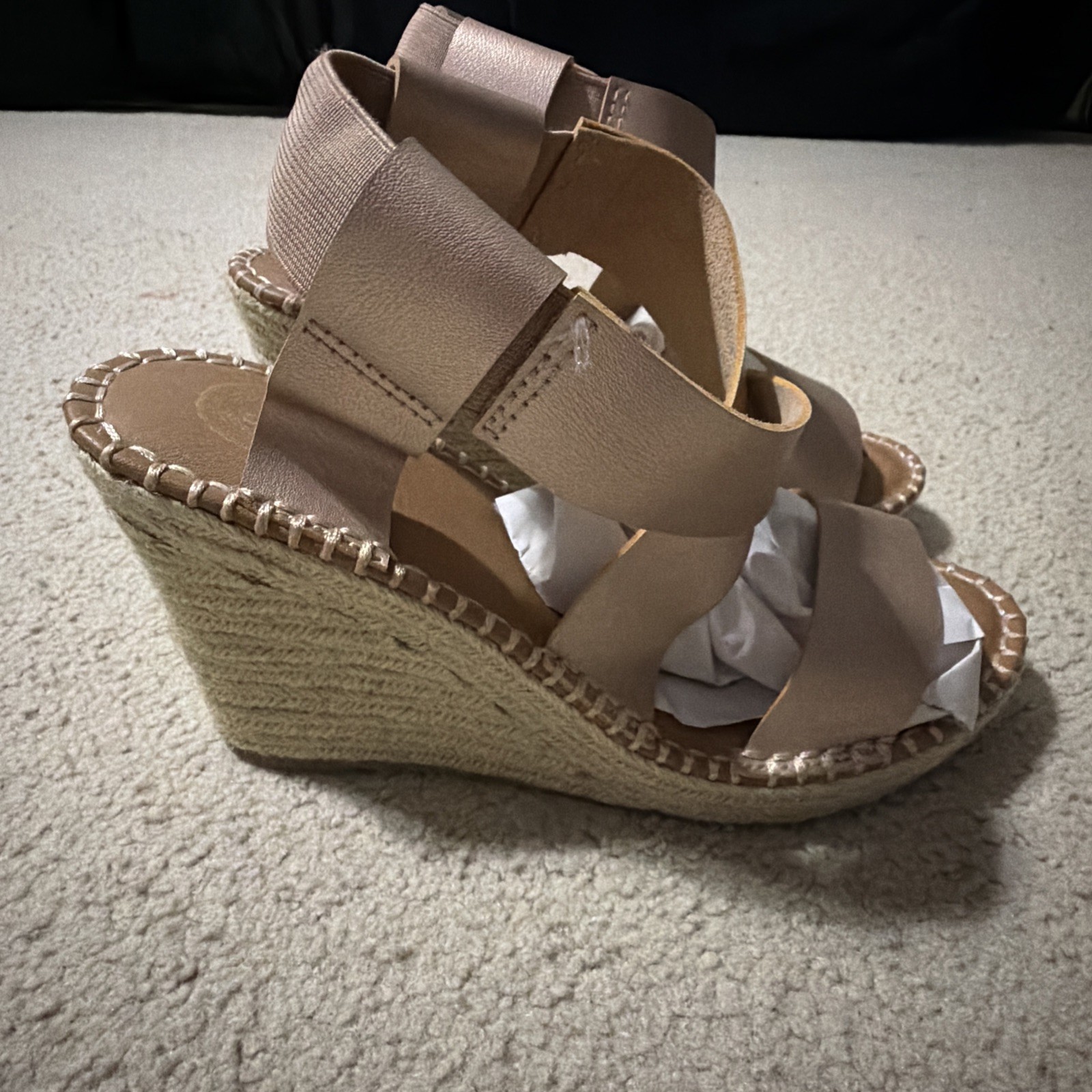 So Womens Sandals Size 9M Sandals Espadrilles Wedges Ankle Strap Shoes Rose Gold