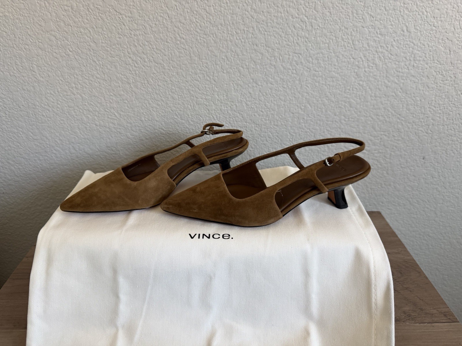 Vince Bianca Slingback Mid Heels in Elmwood suede, size US 6 / EU 36