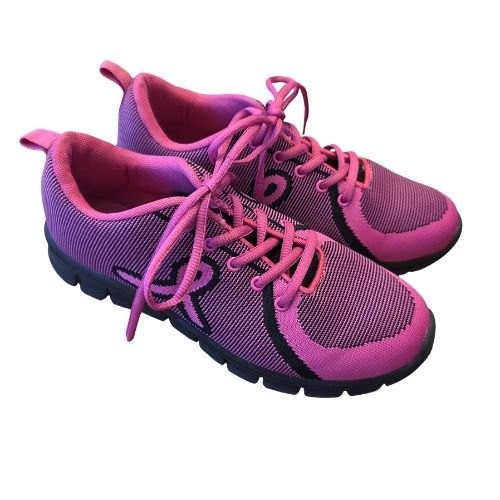 Pink Ribbon Womens 9 Breast Cancer Awareness Knit Athletic Sneakers Pink Black