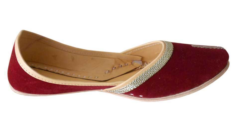 Women Shoes Casual Mojaries Handmade Leather Maroon Flip-Flops Jutties US 6-12