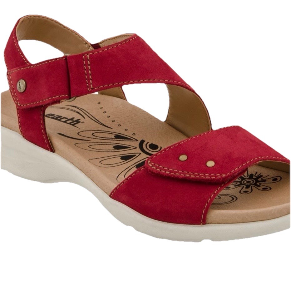 Earth ORIGINS Orono Odette Women’s Red Nubuck Strap Sandals Size 8.5