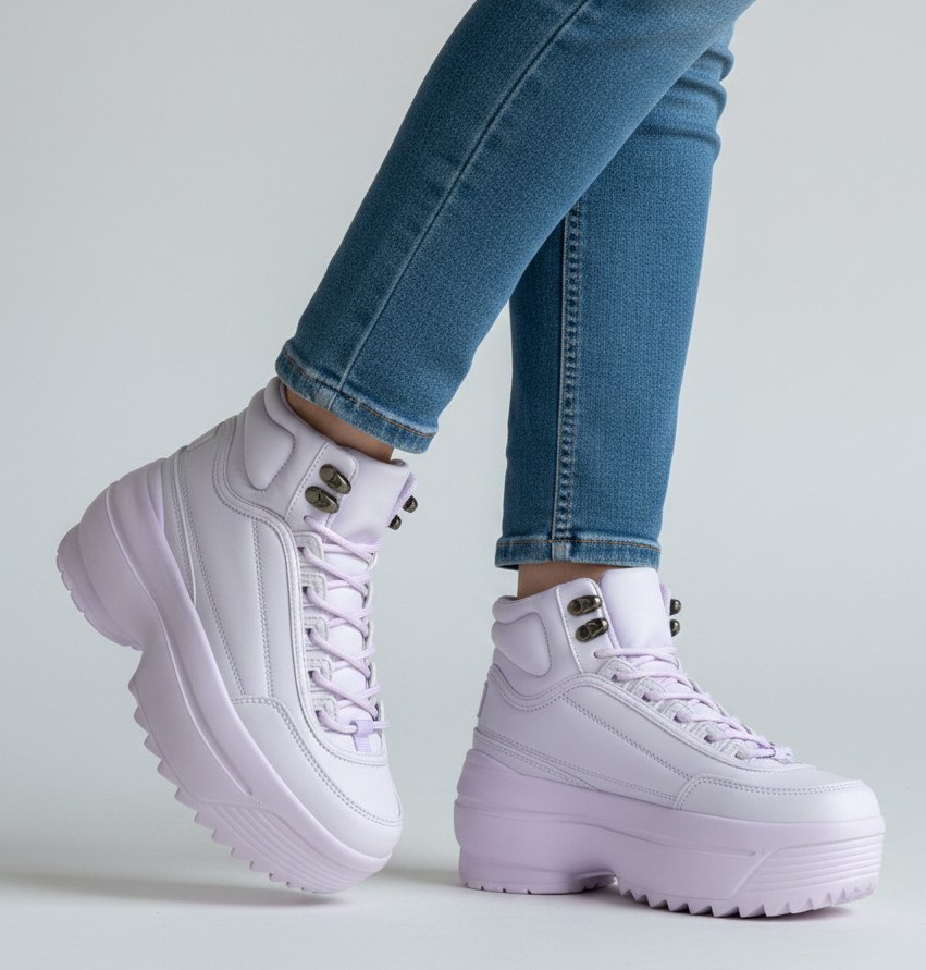 Berness Women Platform High Top Sneakers Chunky Lug Sole Ankle Boots MACY Purple