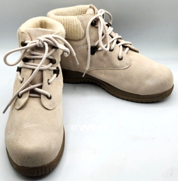 Wanderlust Ankle Boots Boston Winter T10459 Beige Suede Hiking Granolagirl 8.5 W