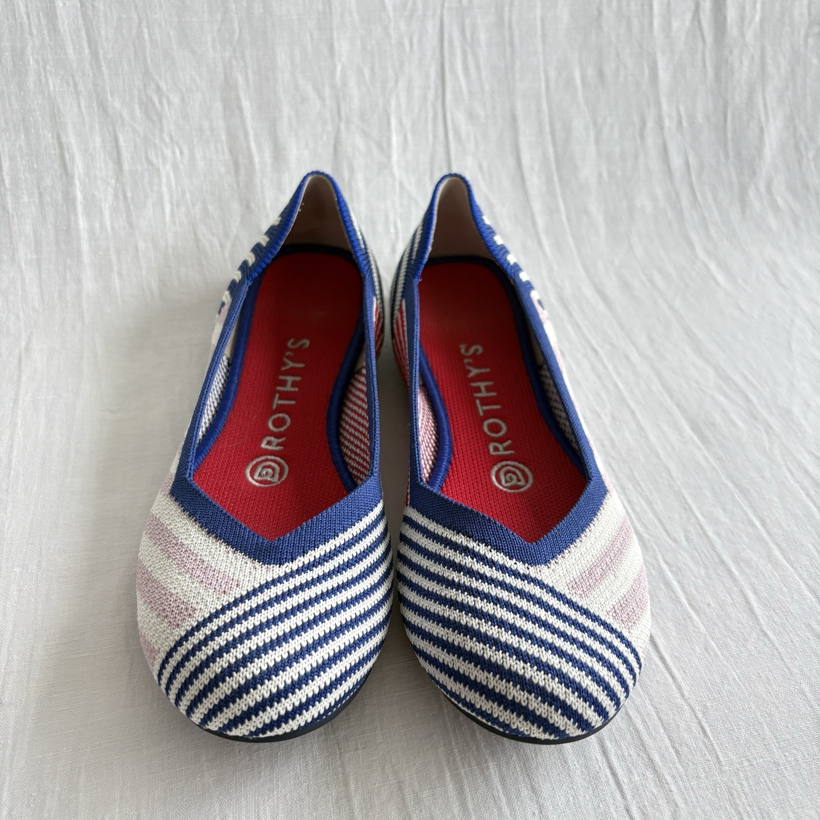 Rothy’s Mixed Stripe Blue Red Pink White Women Size W6 Rare Retired