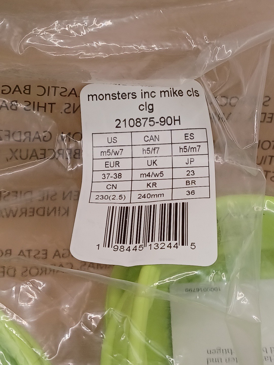 Crocs Monster Inc Mike Wazowski Classic Clog-Green Size Men 5 Women 7 US