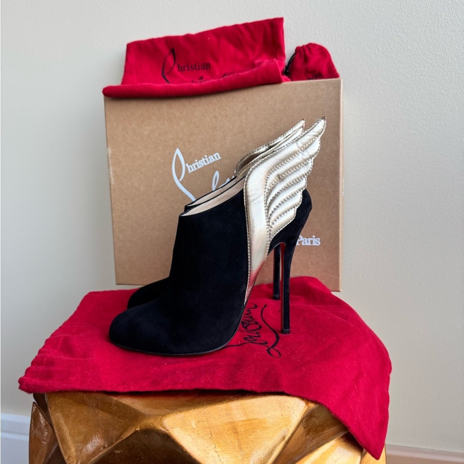 Christian Louboutin Mercura Suede Leather Boots with Wings, US Size 9 (CL 39.5)