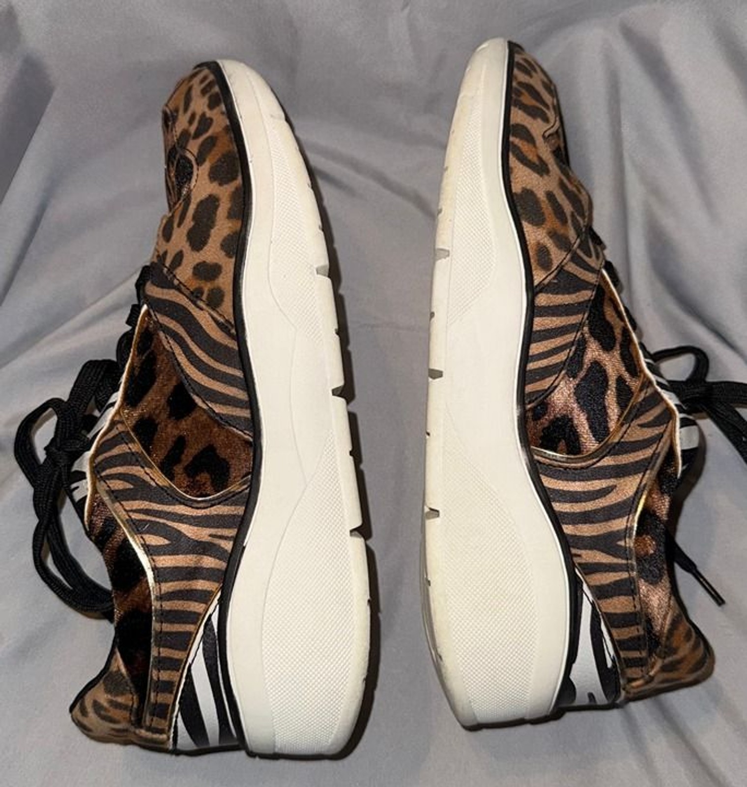 ALDO Faulia Mixed Print Animal Sneakers Lace-Up Casual Fashion Shoes | Size 8