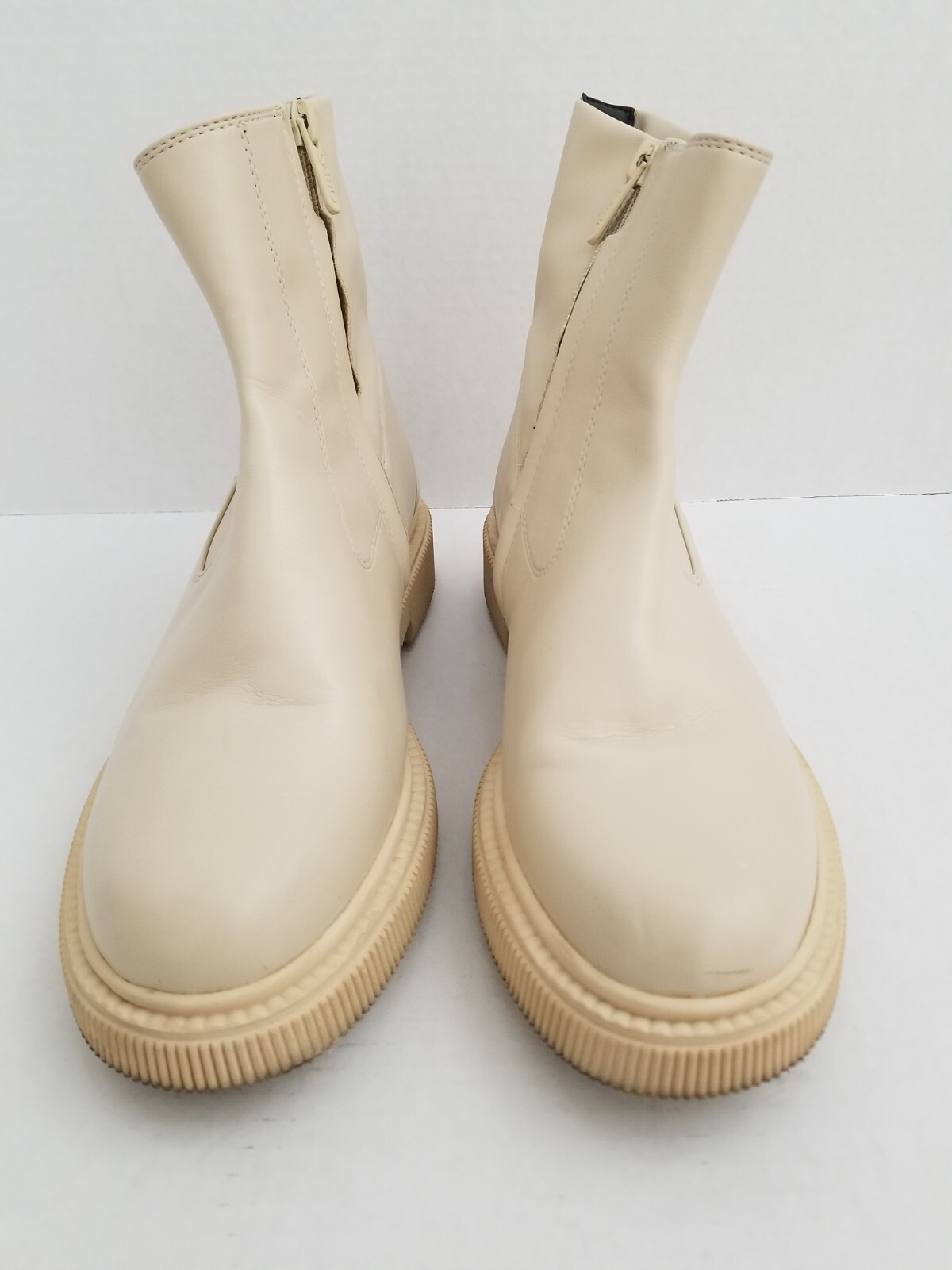 FRANCO SARTO Chiffon Beige Ivory Faux Leather A- Jinta Platform Combat Boots 7.5