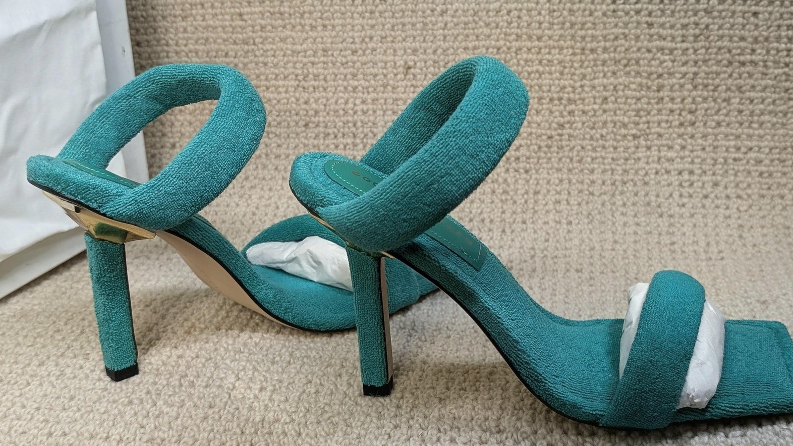 Good American Shoes Womens Terry High Heel Sandals Made in Spain New Size 7