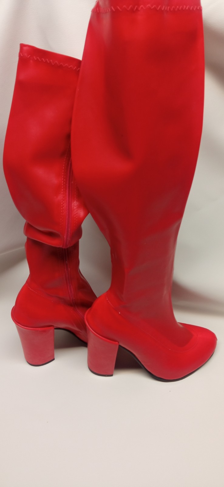 Handmade Rubber Boots Knee High Many Colours Heel 11cm Block – 41-47