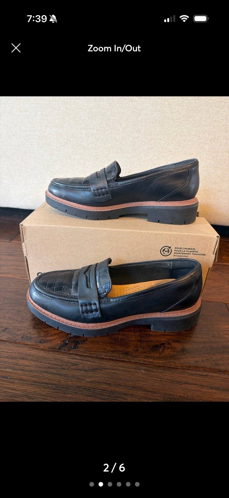 Clarks Westlynn Ayla Women’s Black Leather Slip-On Loafer US 5 M EU 35