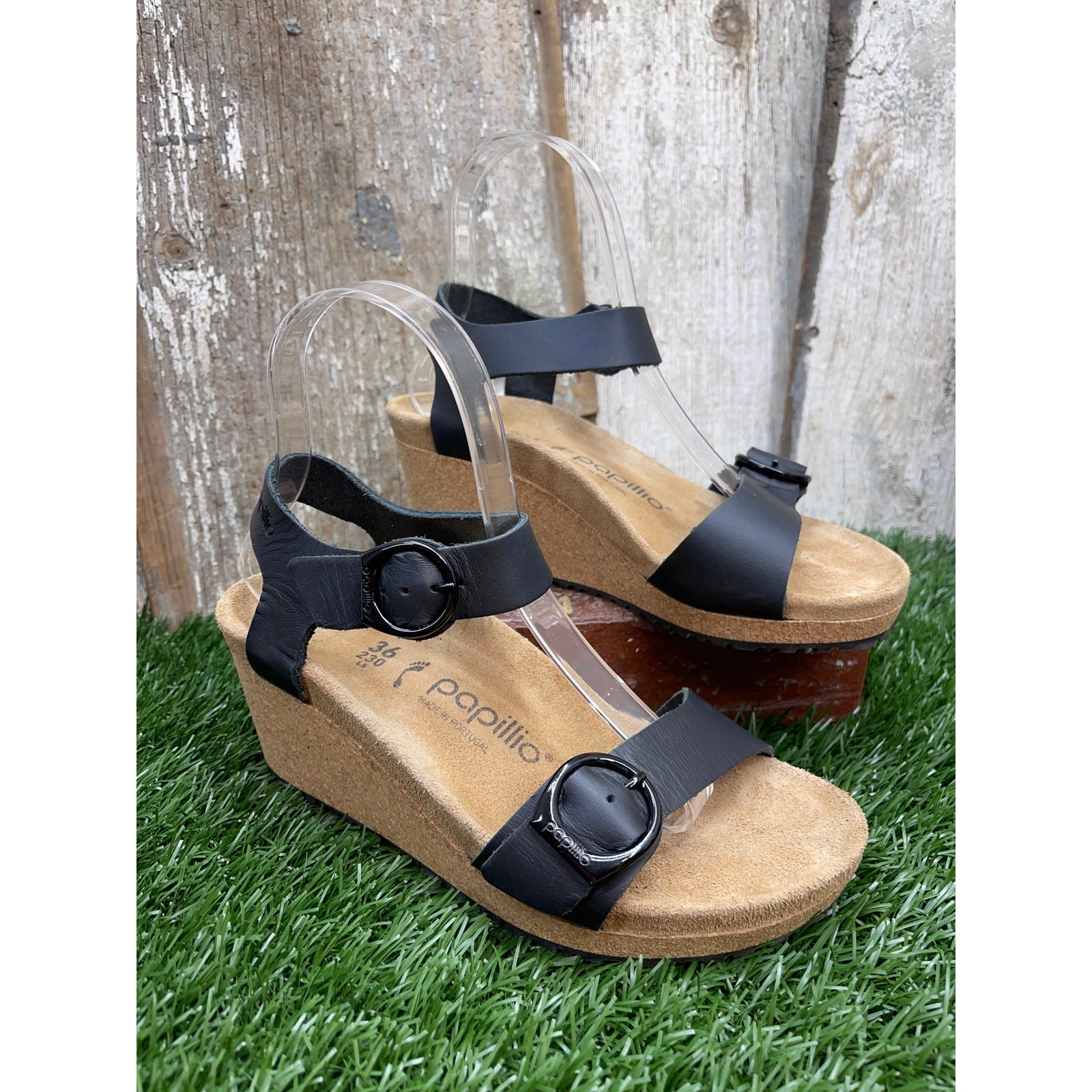 Birkenstock Papillo Soley Leather Black Medium/Narrow EU36 Ladies 5 Wedge Sandal