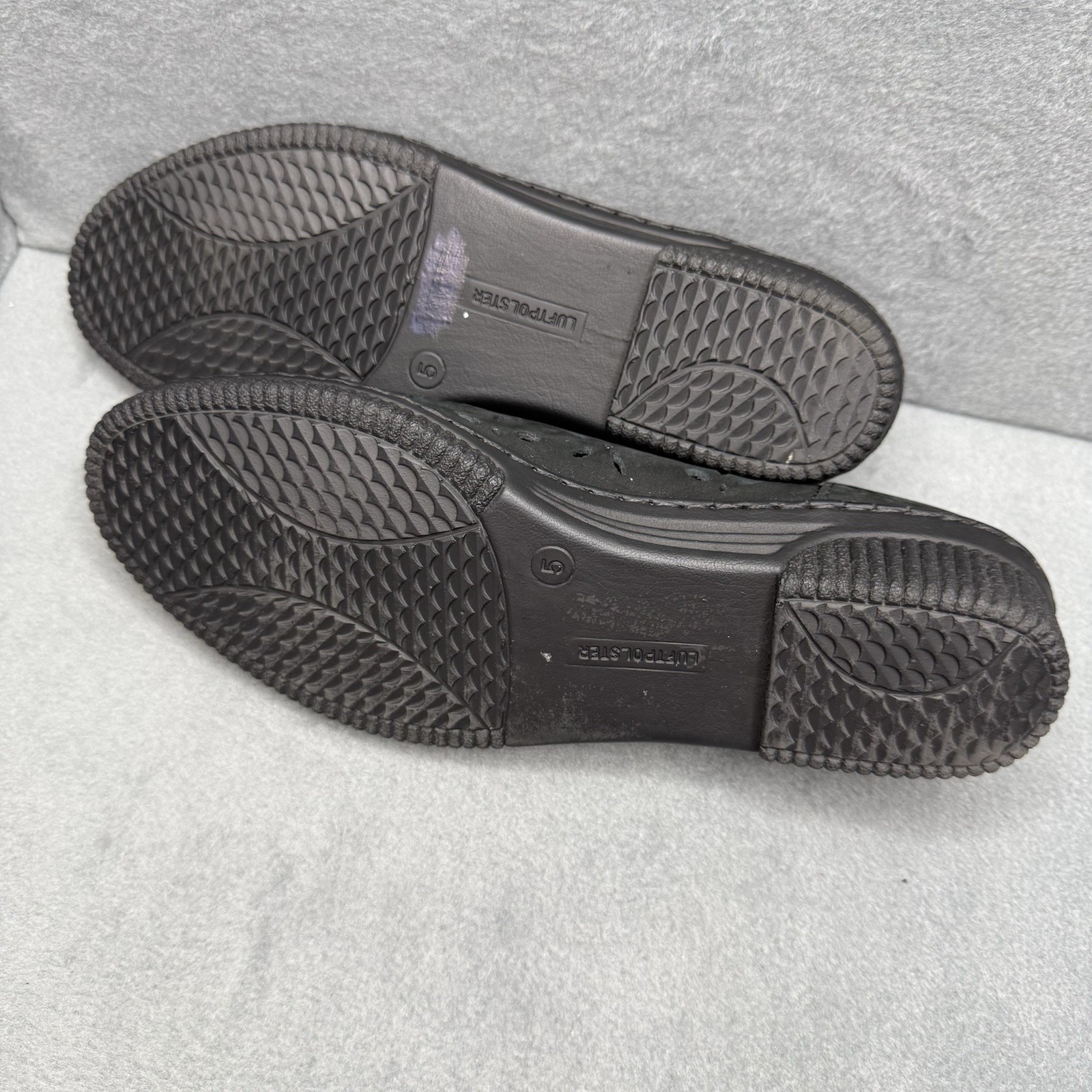 Jenny by Ara Women’s 7.5 Black Leather Cutout Peep Toe Comfort Flats 5G