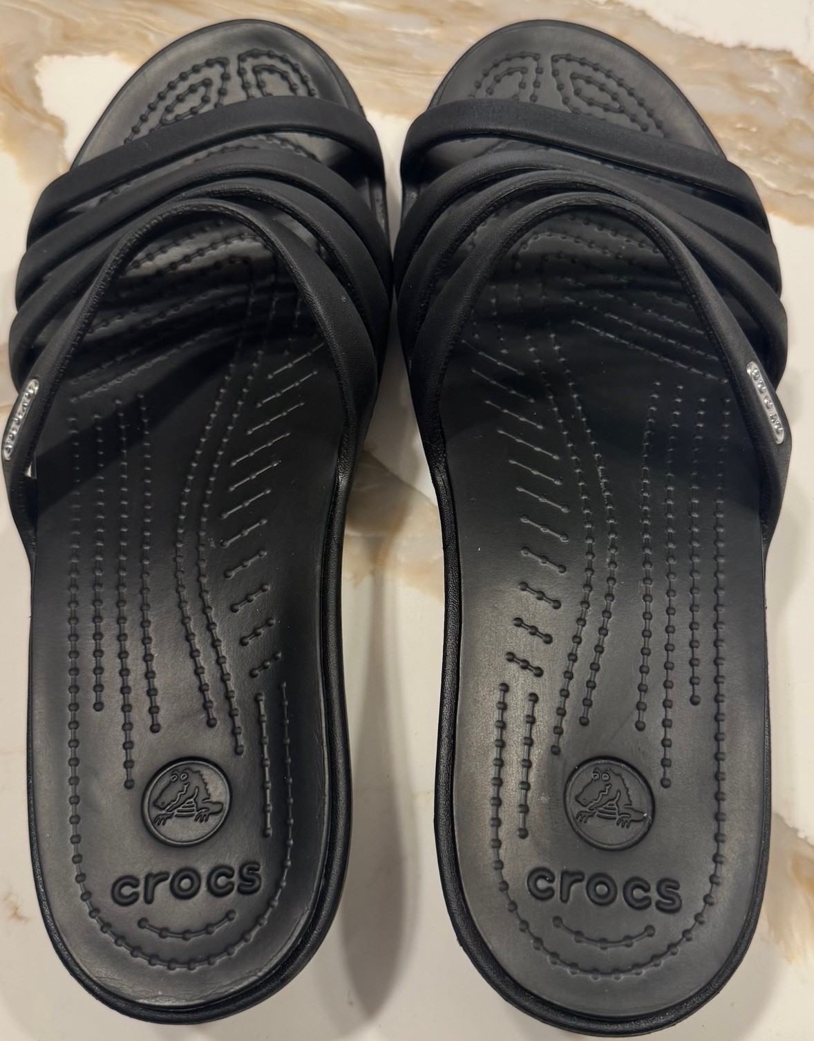 Crocs Rhonda Wedge Slide Sandals Women’s Size 9 Black Comfort Lightweight