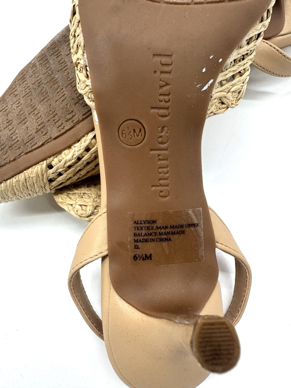 Charles David Allyson Raffia Bow Kitten Heel Sling Back Shoe 6.5 Coastal Resort