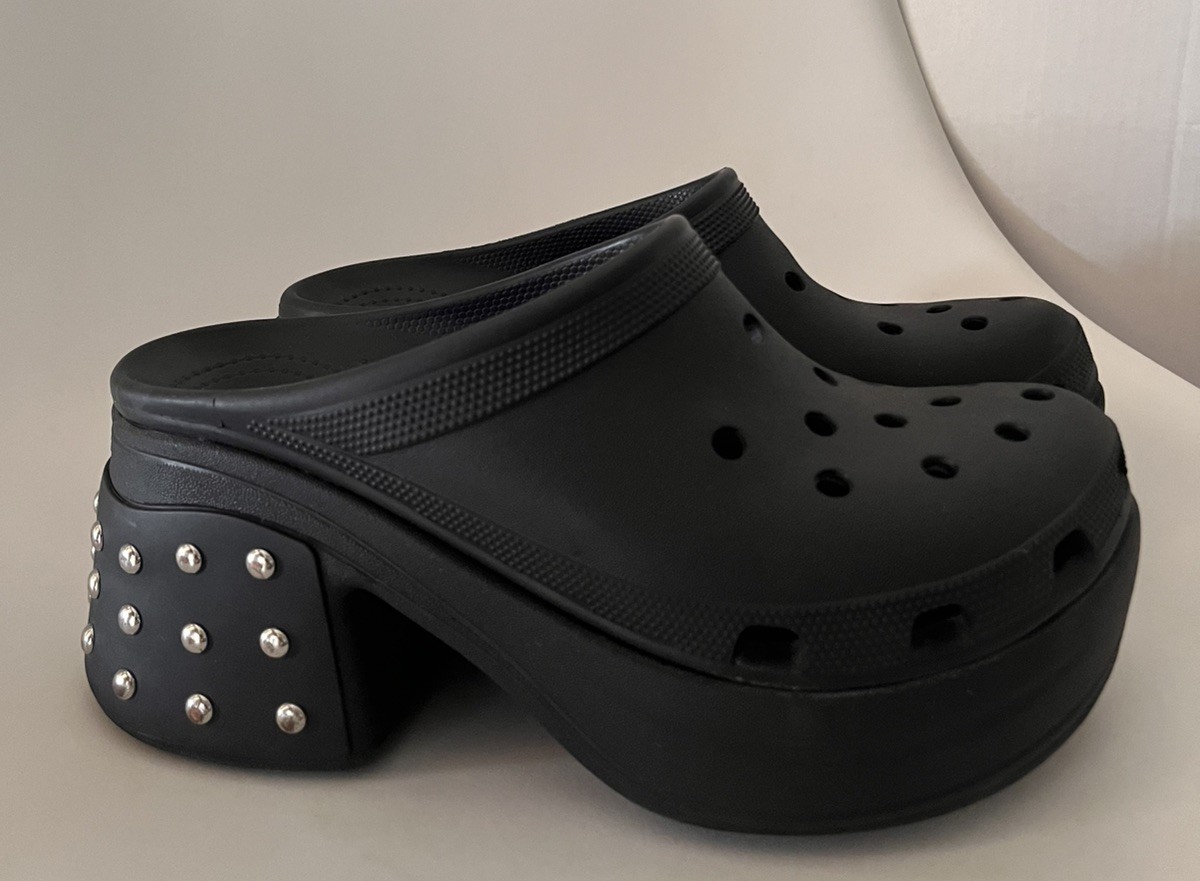 Crocs Siren Studded Platform Clogs Black Women’s 10 Men’s 8 Goth Punk Rare