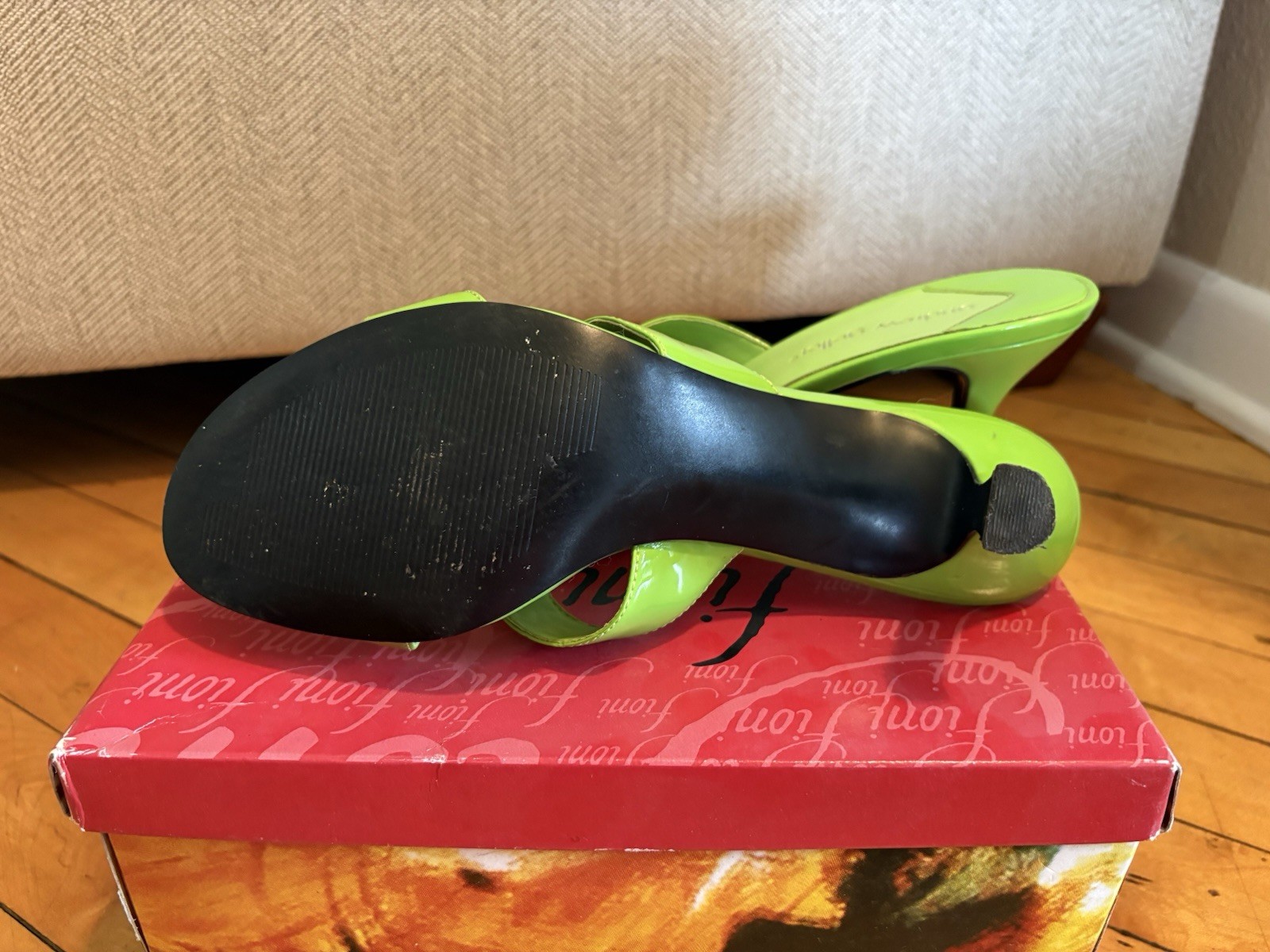 Lime Green Slide Heels Size 7.5