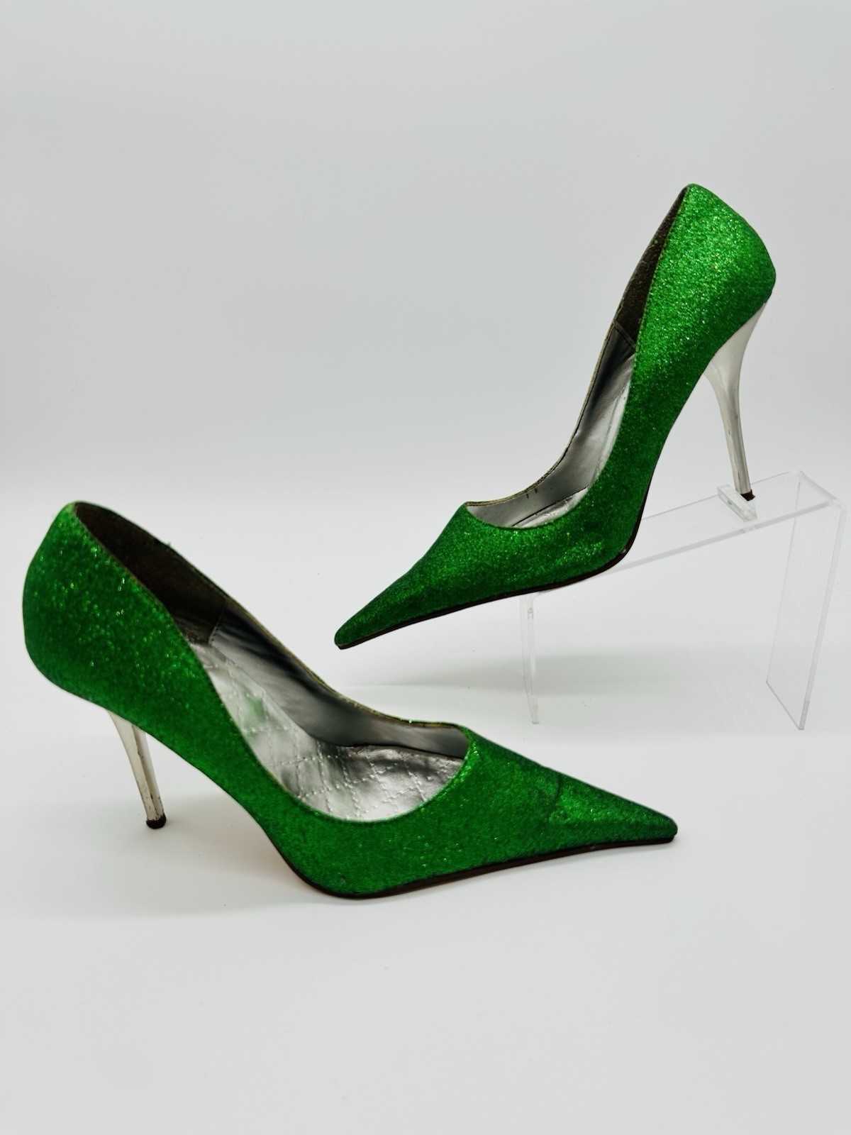 Michael Antonio Women’s WICKED Green Glitter Heels Pointed Toe Sz 7 Costume