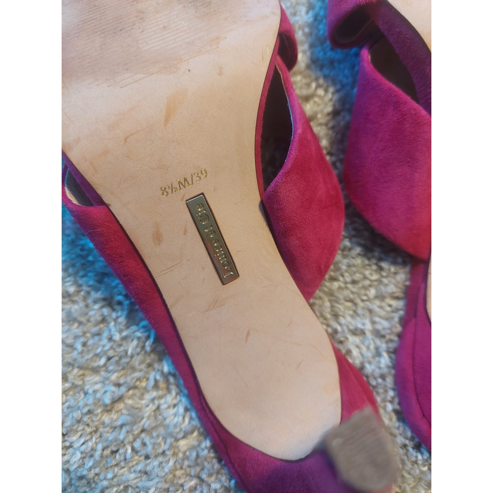 Louise et Cie Halloway II Suede Mule Heels Pink Fuchsia Slide Sandals 8.5 M
