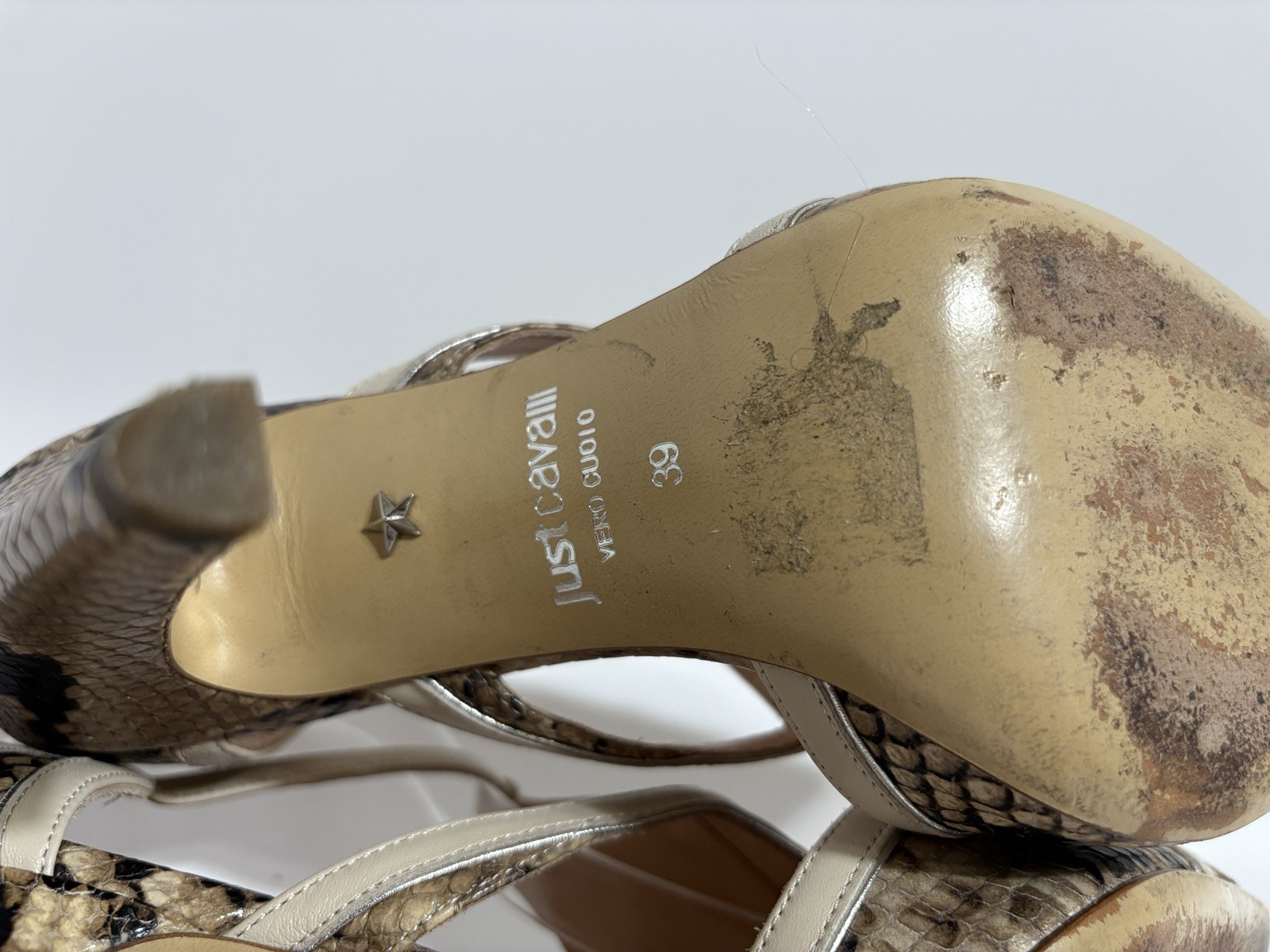 Vtg Roberto Cavalli Just Cavalli Snakeskin Heels 39