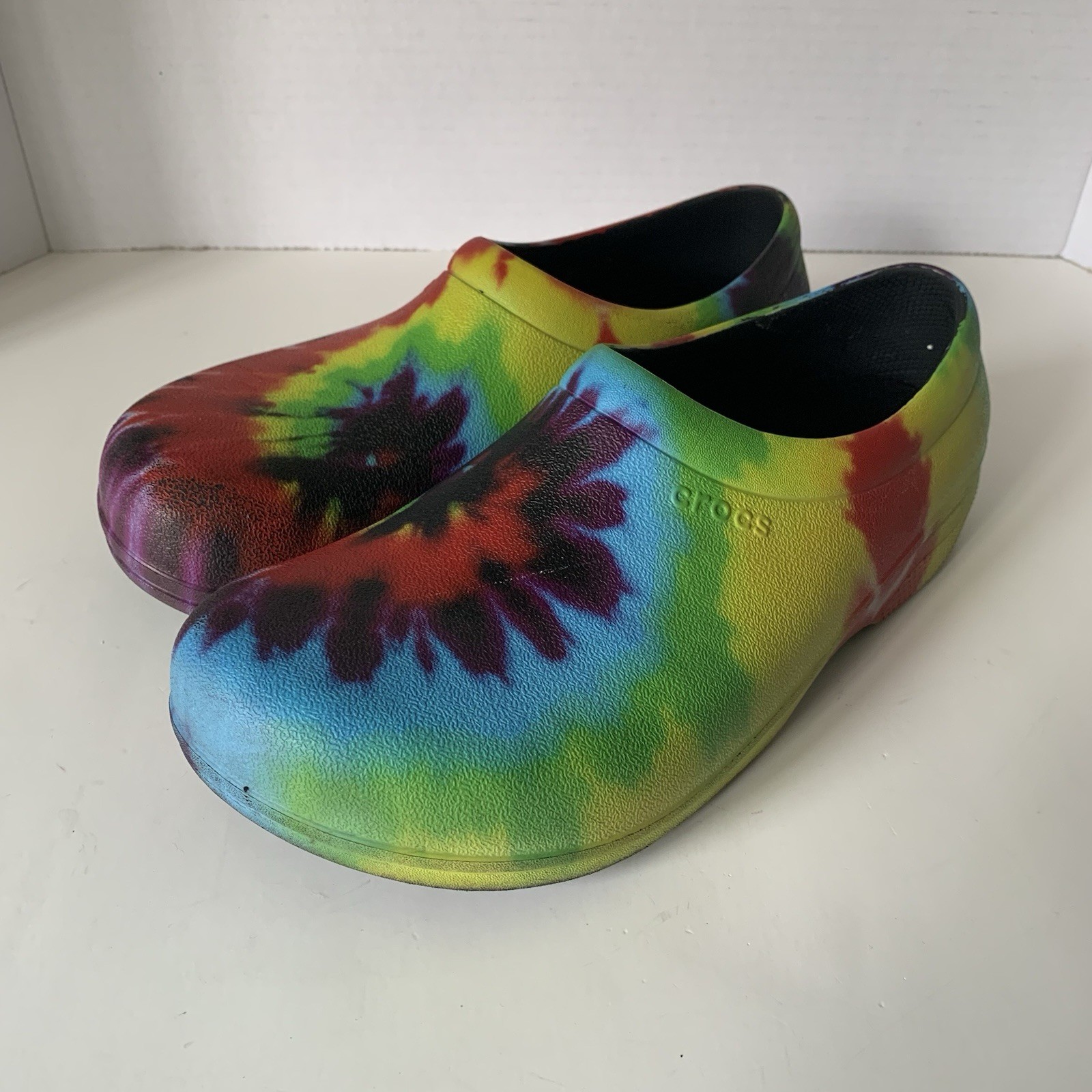 Crocs Tie Dye On the Clock Graphic Slip On Clog Shoes Size M8/ W10
