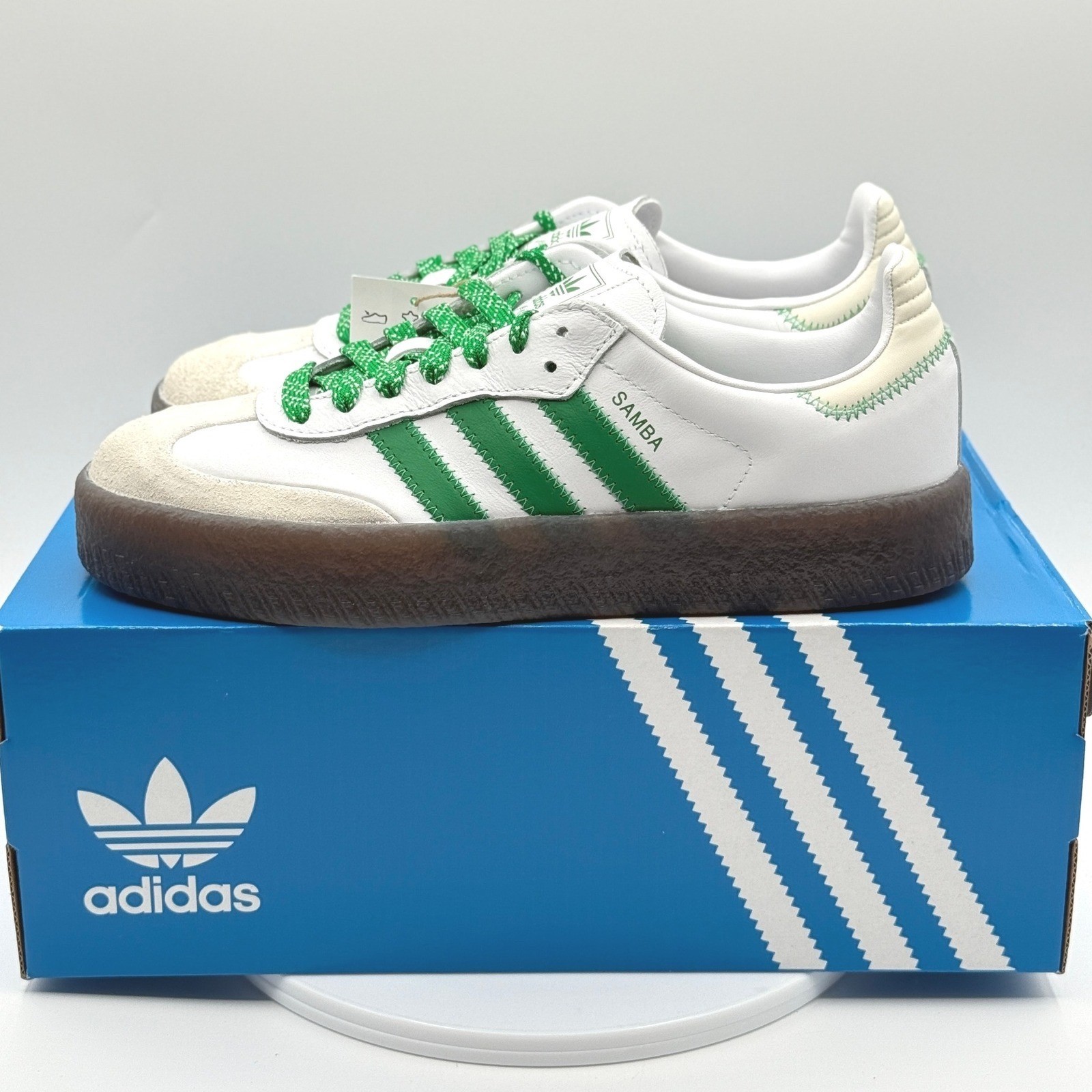 adidas SAMBAE W Sneakers Size 5.5 Womens Cloud White/Green/Off White IE9105 NEW