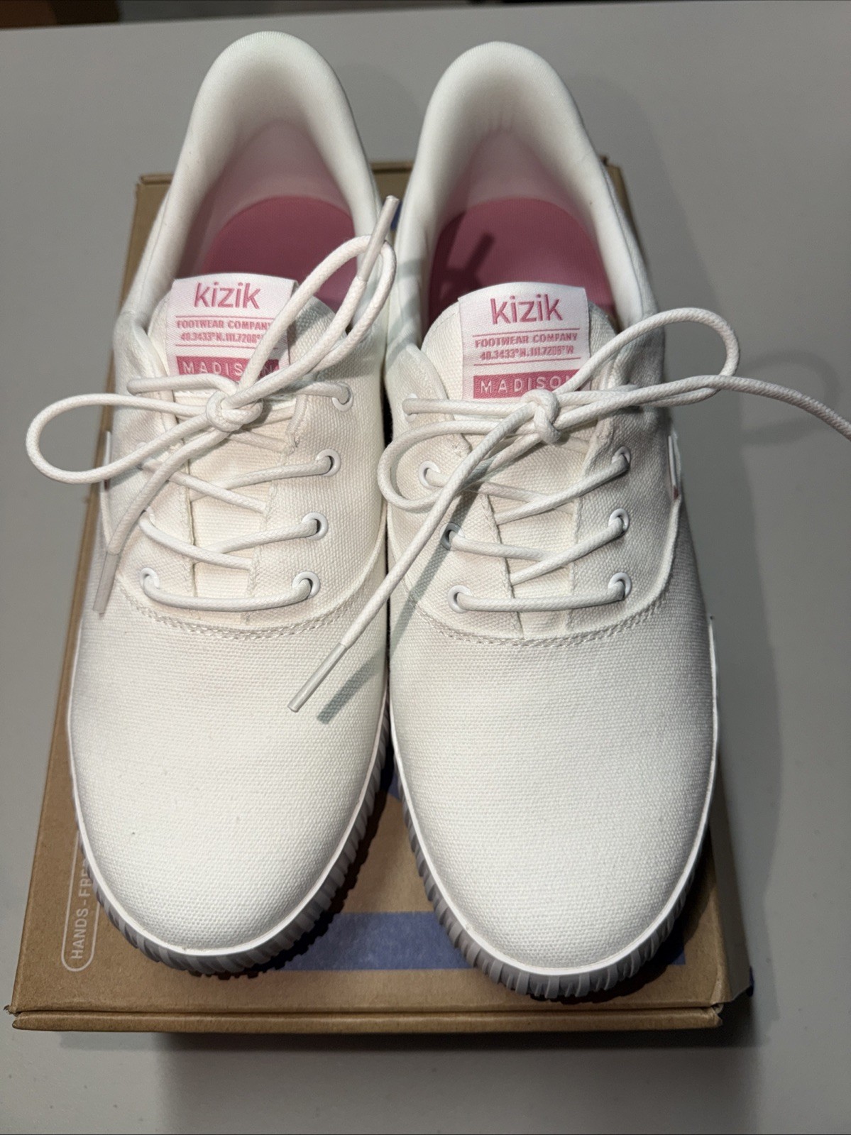 Kizik Women Madison Sneakers- Bright White/Wild Rose US 10.5 NEW