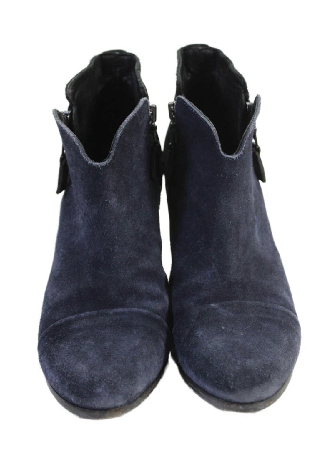 Rag and Bone Suede Ankle Bootie Blue/Black Round Toe Zip Closure US 8