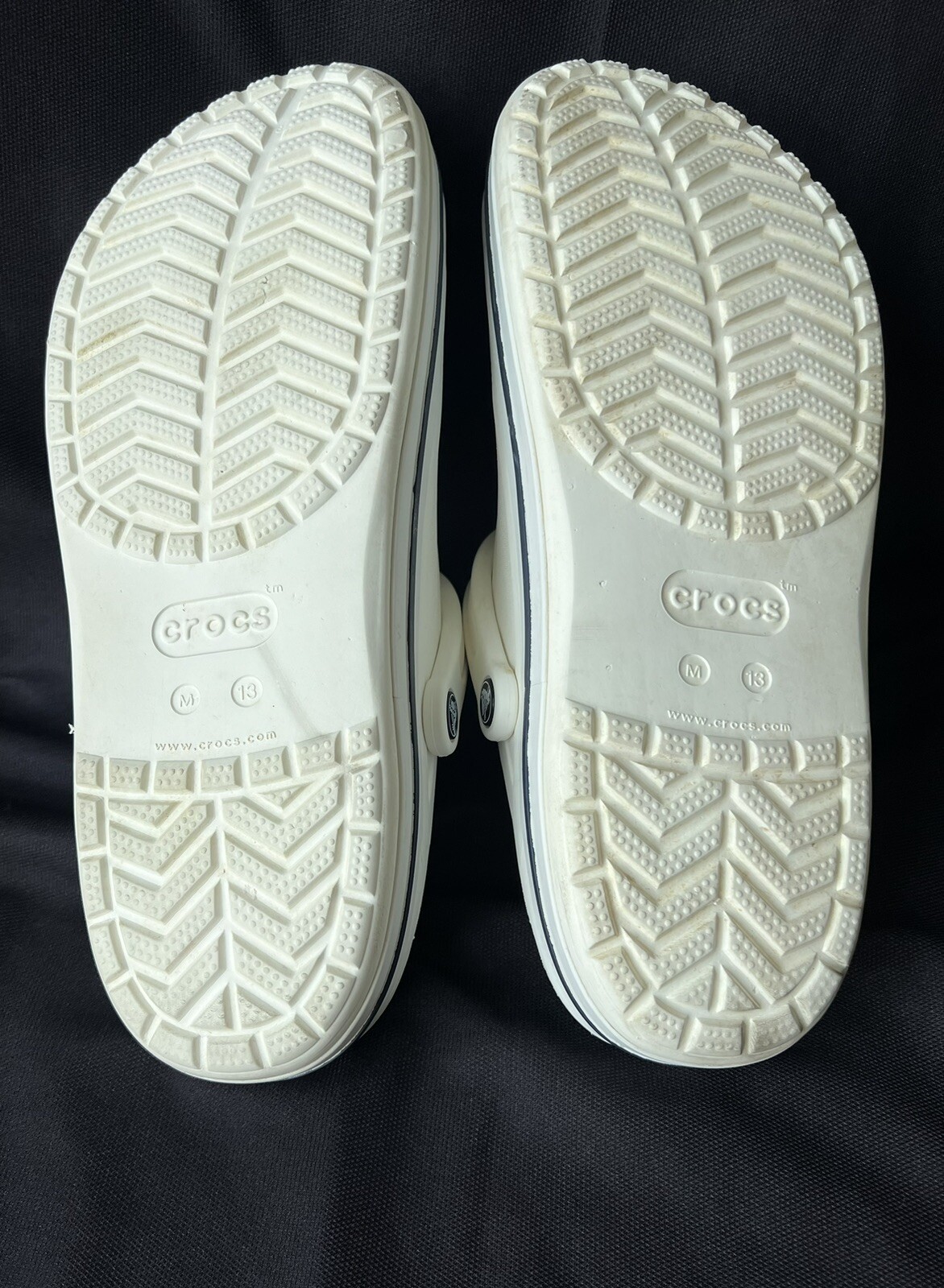Crocs Bayaband Clog White Navy Logo 205089-126 Men’s Size 13 EUC Fast Shipping