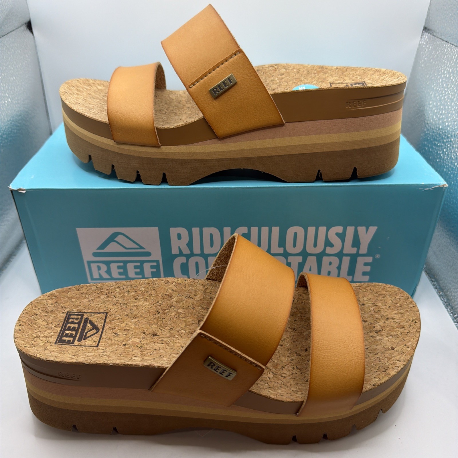 Reef Cushion Vista Higher Natural Platform Comfort Sandals CJ0655 Women’s Size 7