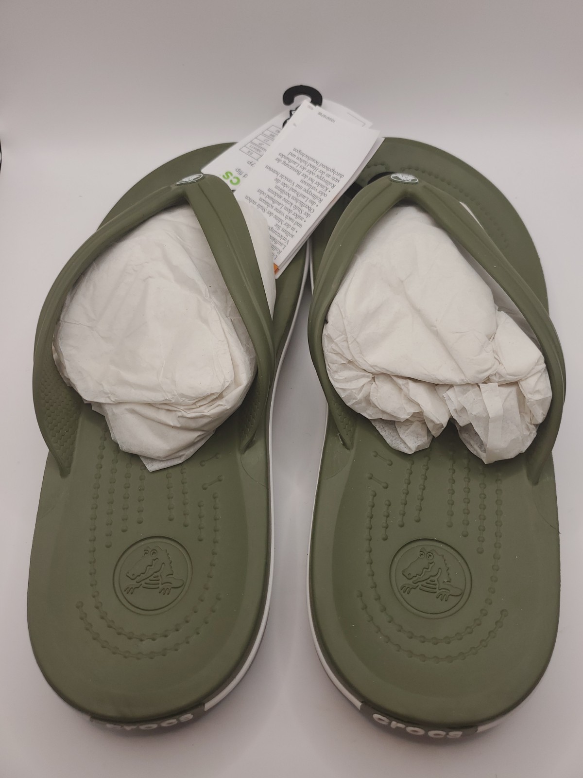Crocs Crocband Olive Army Green Unisex Flip Flops Men’s Size 9 Women’s 11 NWT