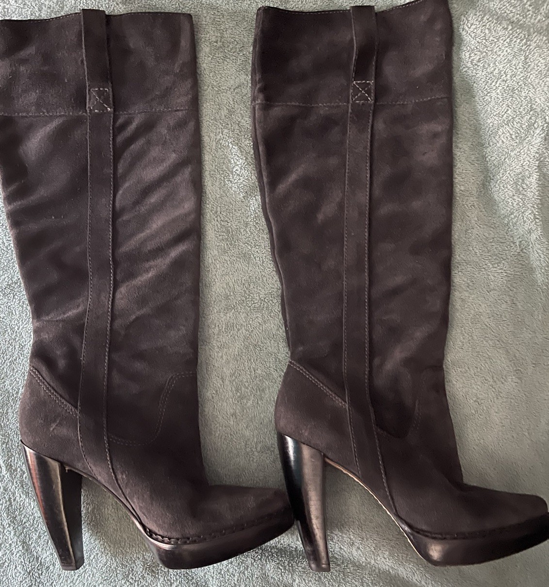 Michael Kors Black Suede Knee High Platform Pull-On Cone Heel Boots 6.5