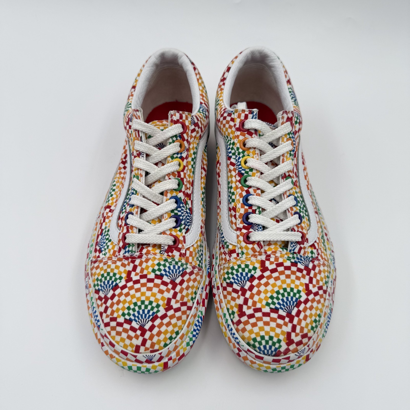 Vans Old Skool Platform Sneakers Women 9 Pride Rainbow Checkerboard Shoes