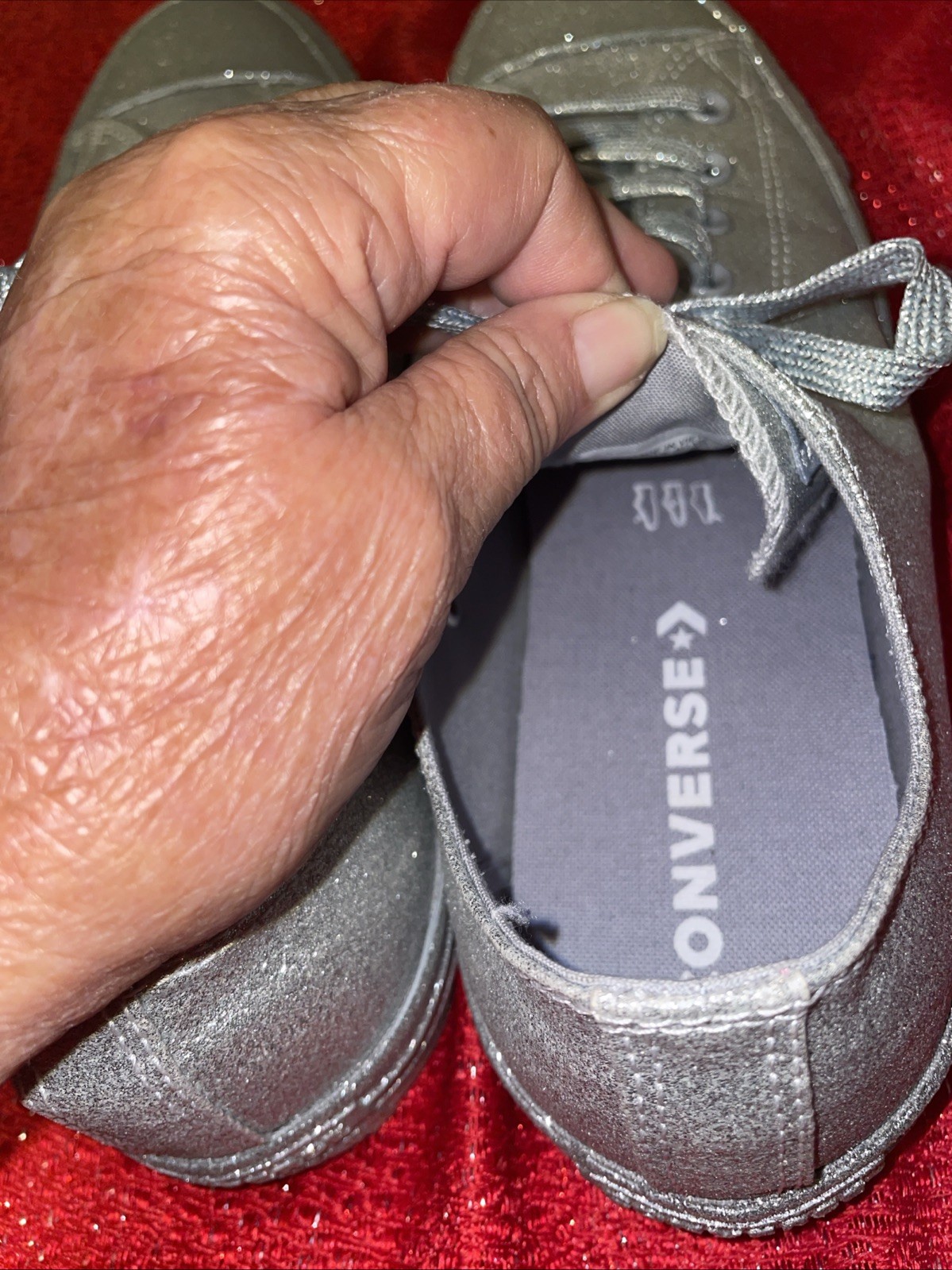 Converse Chuck Taylor All Star Sneaker Silver Glitter M11/W13 Glitzy Wedding