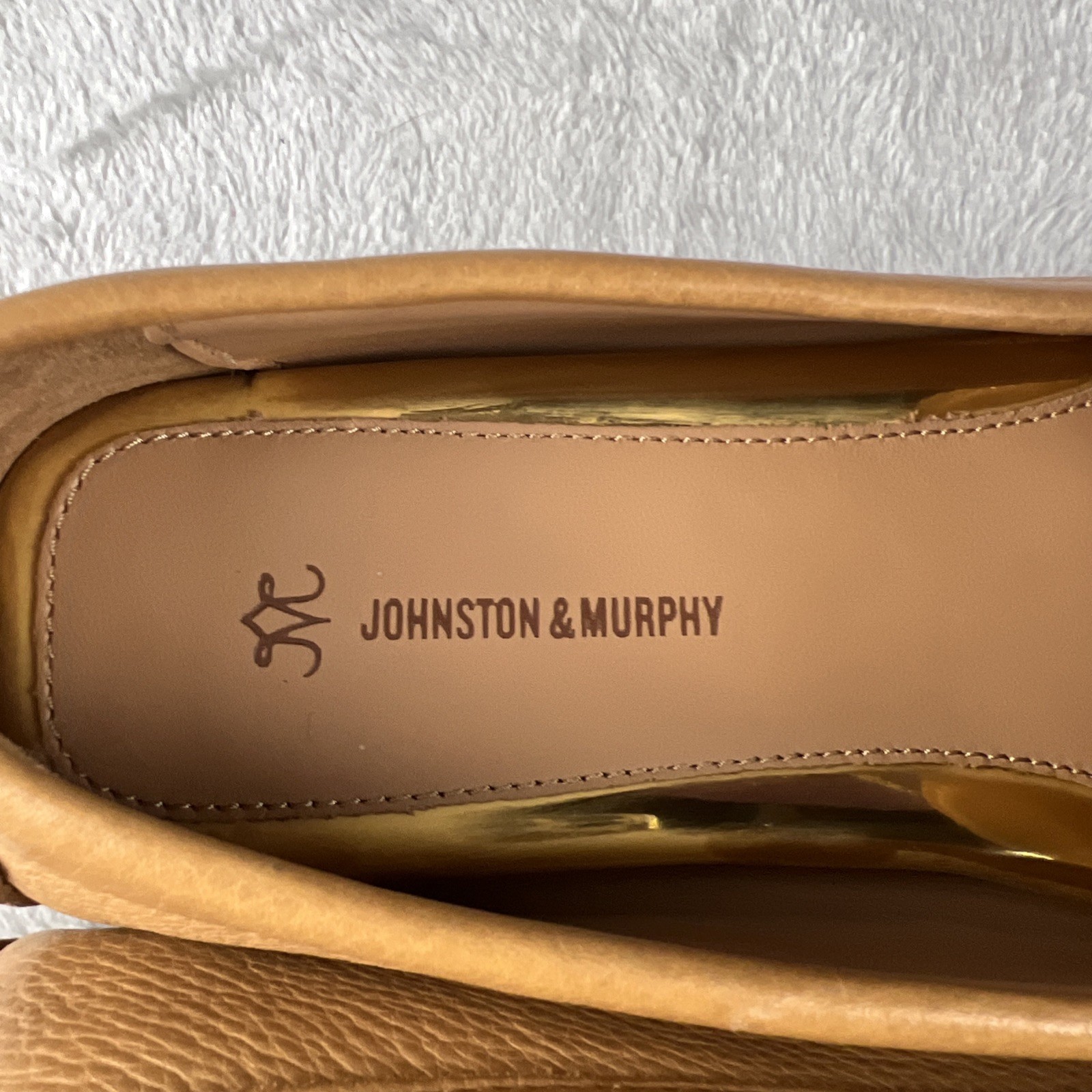 Johnston & Murphy Women’s Maggie Chain Moc Tan Calfskin Leather Loafers Sz 9M