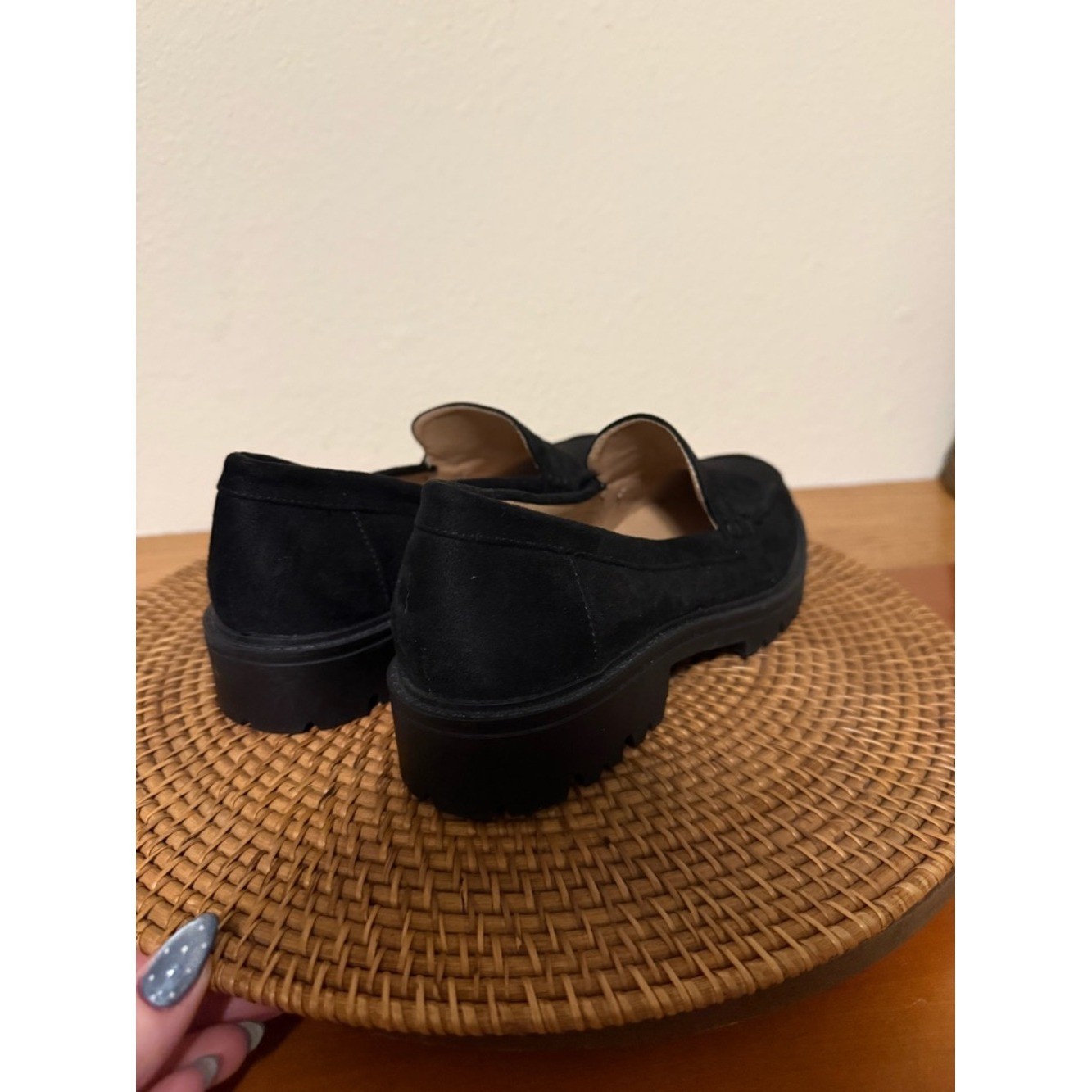 Journee Collection Black Suede Lug Sole Women’s Loafers
