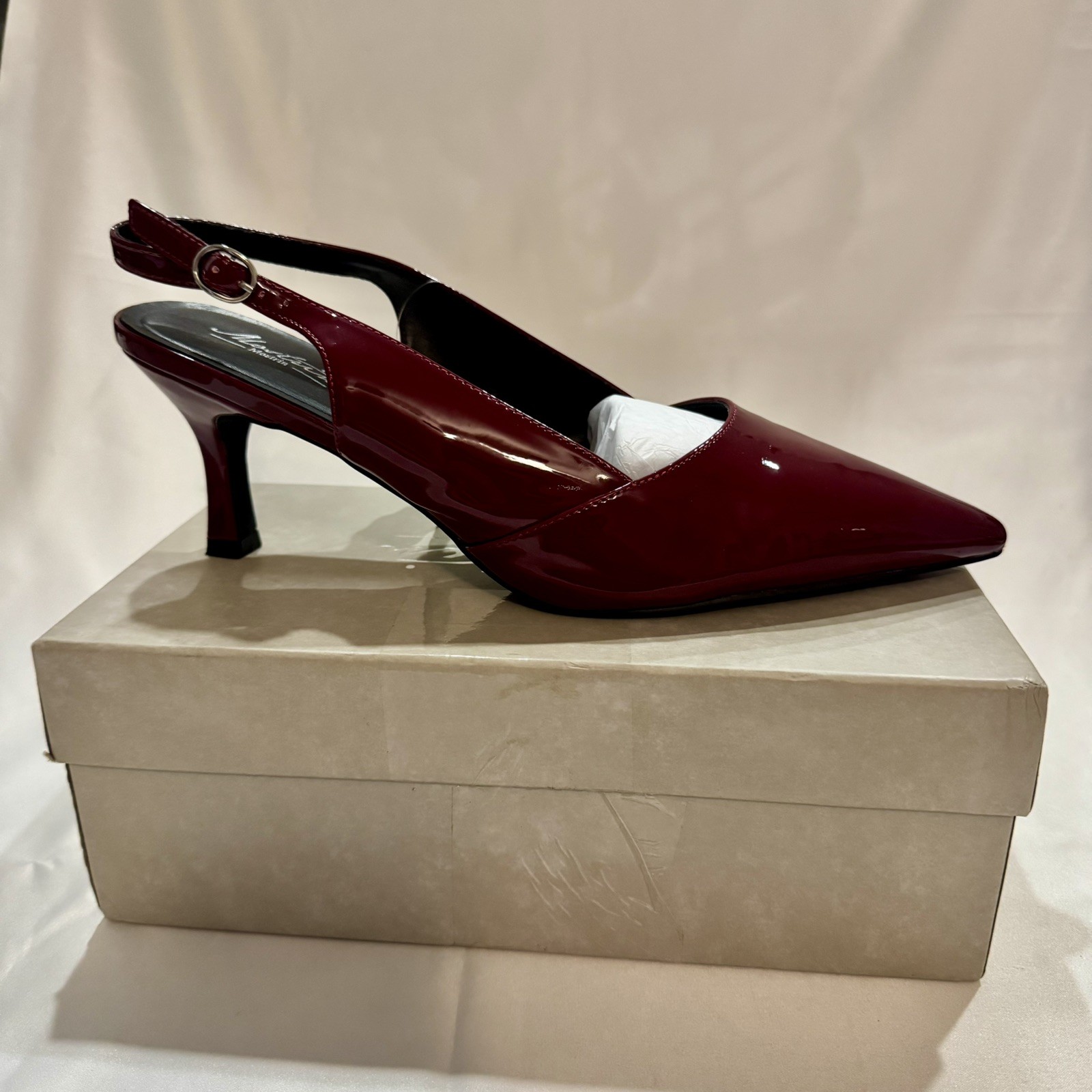 Burgundy Heel for Women Slingback Point Closed Toe Heels Slingback Ankle Strap