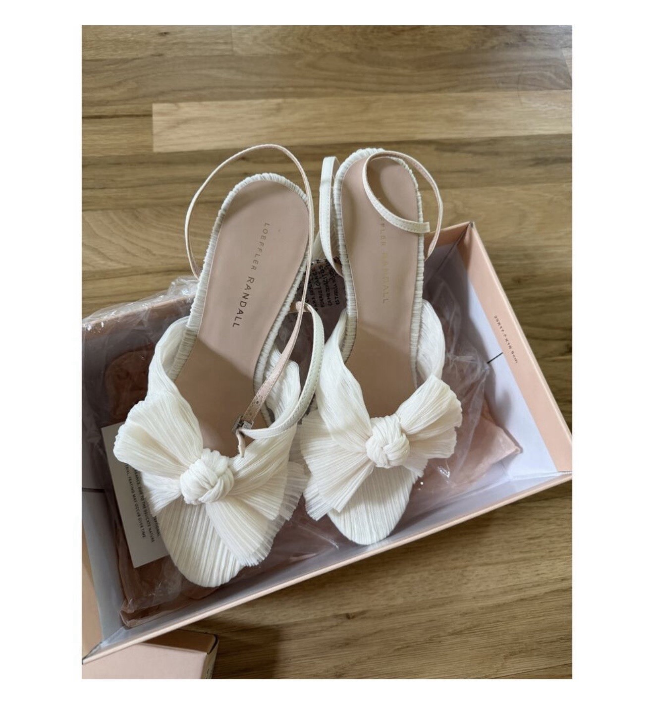 Loeffler Randall Pearl Bow Ankle Strap Block Heel Sandals Women’s 9.5 B