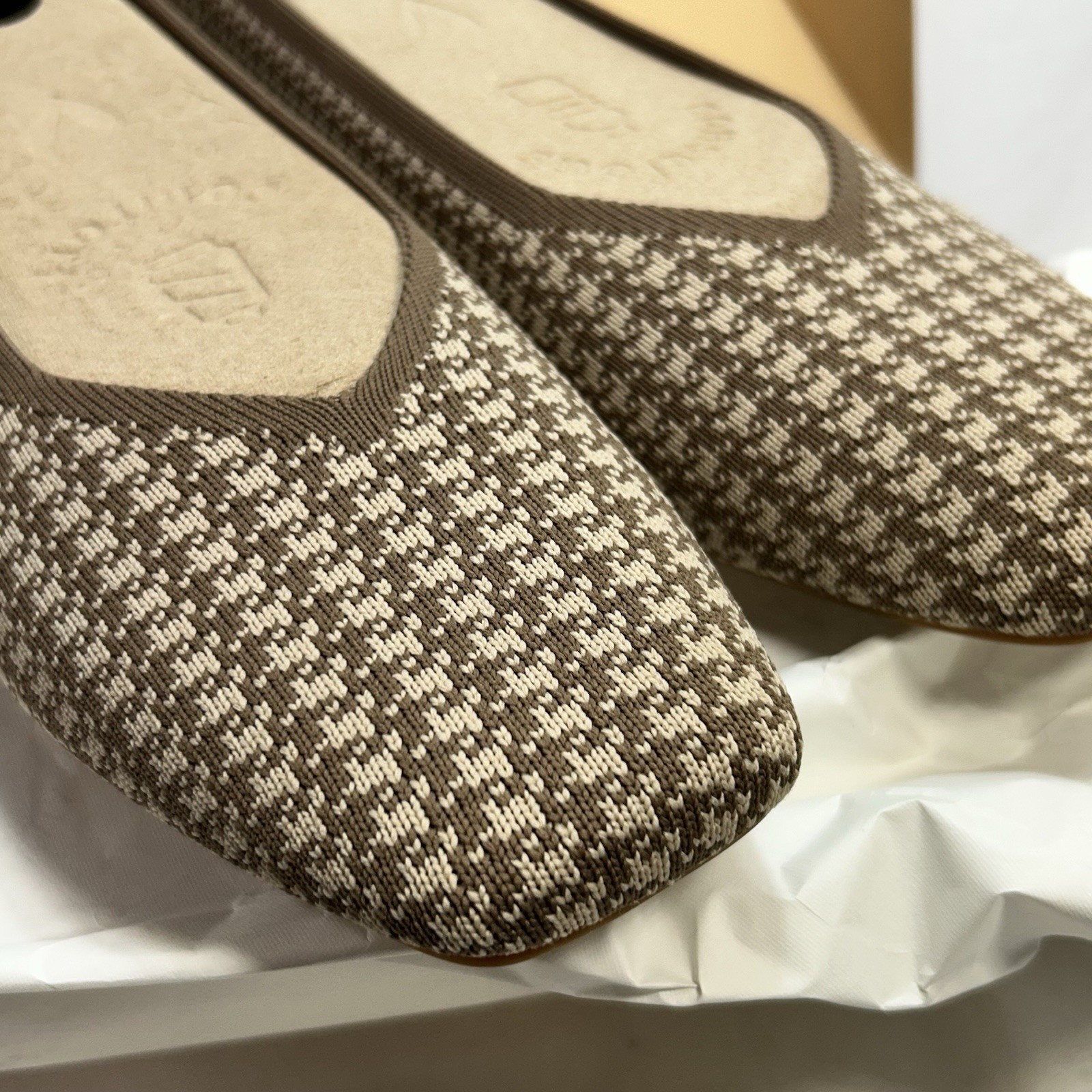 VIVAIA Margot Espresso Houndstooth Knit Square Toe Ballet Flats US 11