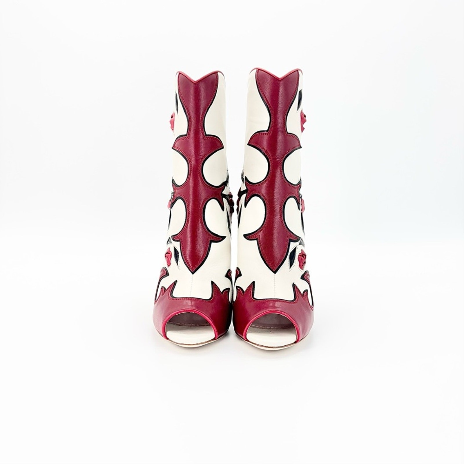 NIB Miu Miu SS2012 Runway Rose Peep Toe Western Booties 35