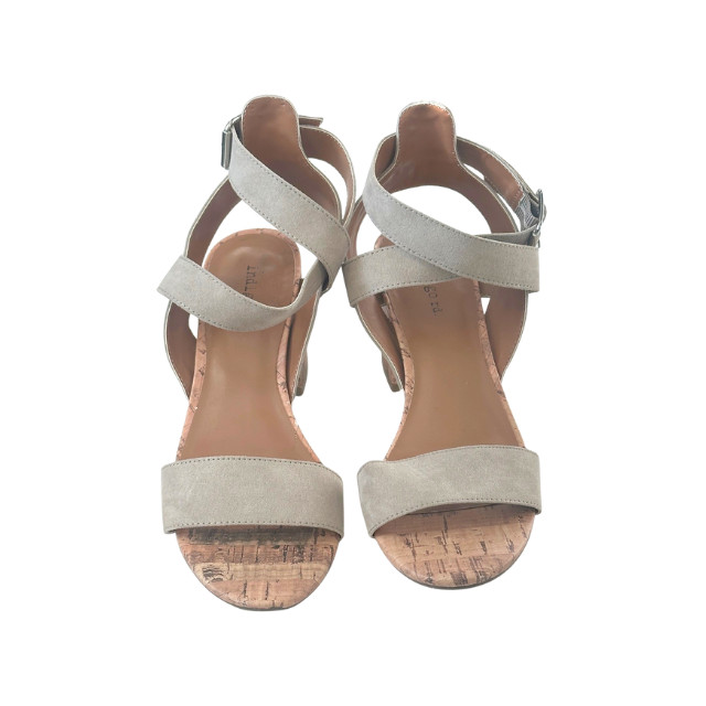Indigo rd. Irelea Sandals Strappy Cork Heel Faux Suede Beige Women’s Size 7.5M