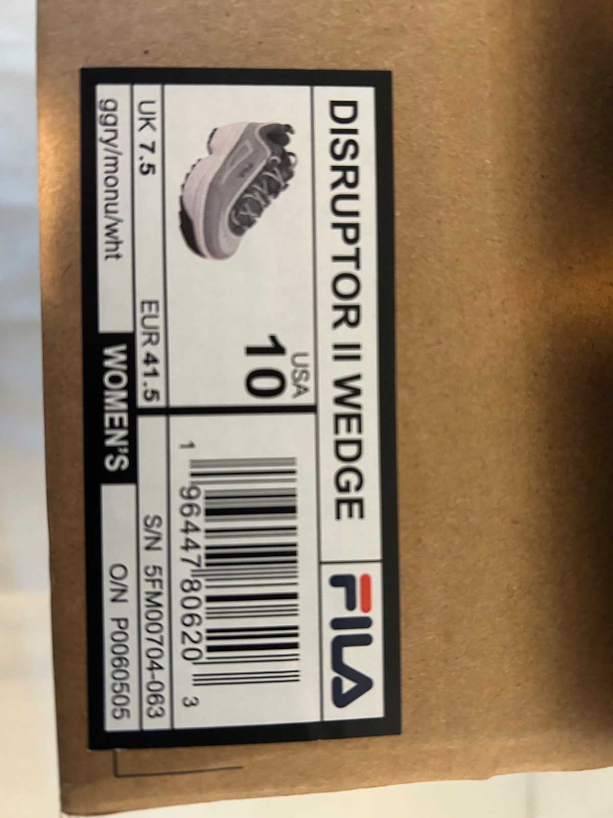 Fila Disruptor II Wedge Platform BNIB ggry/monu/wht