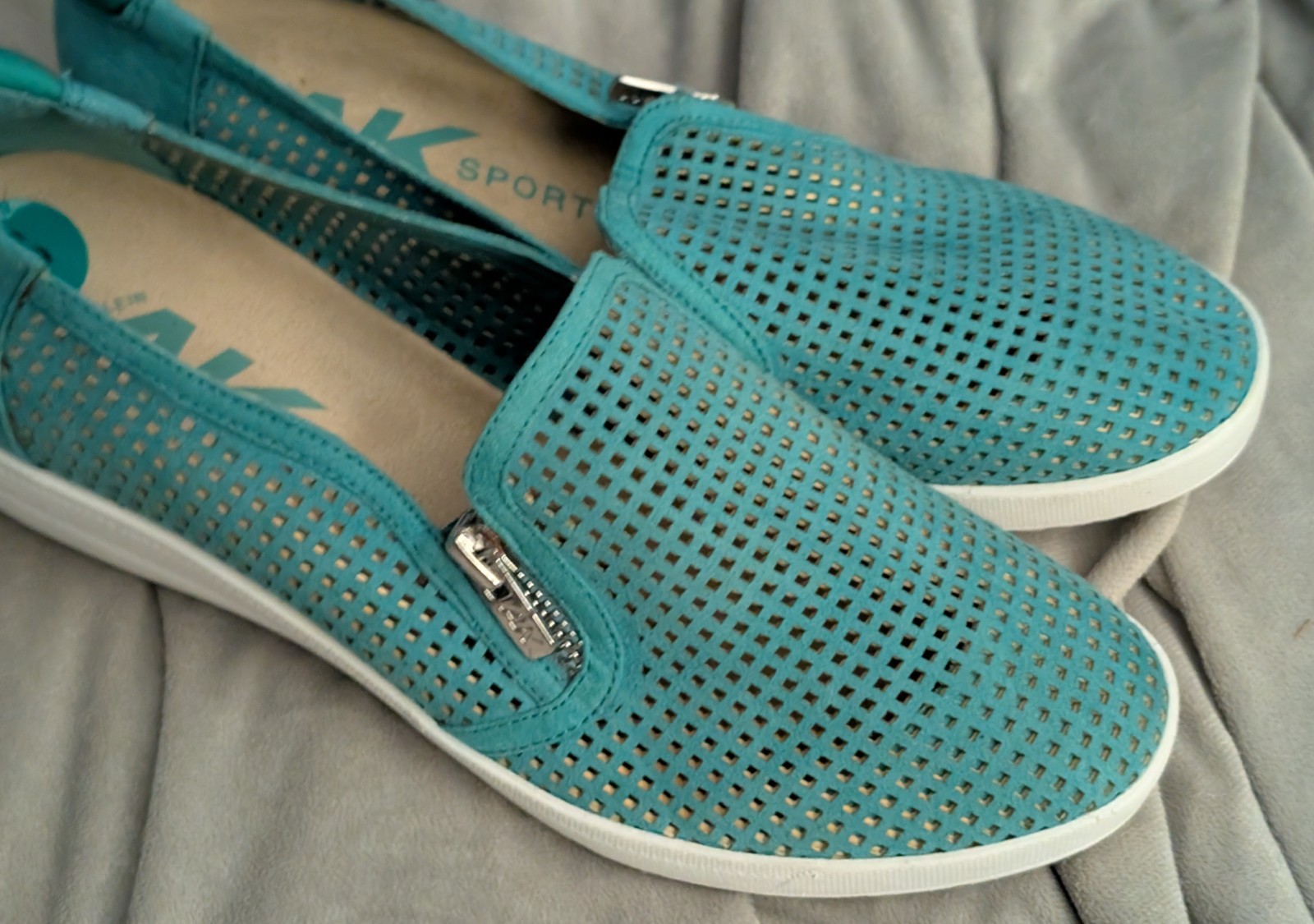 Anne Klein Shoes Womens 8 M AK7YARIS Casual Slip On Loafer Teal Green Textile